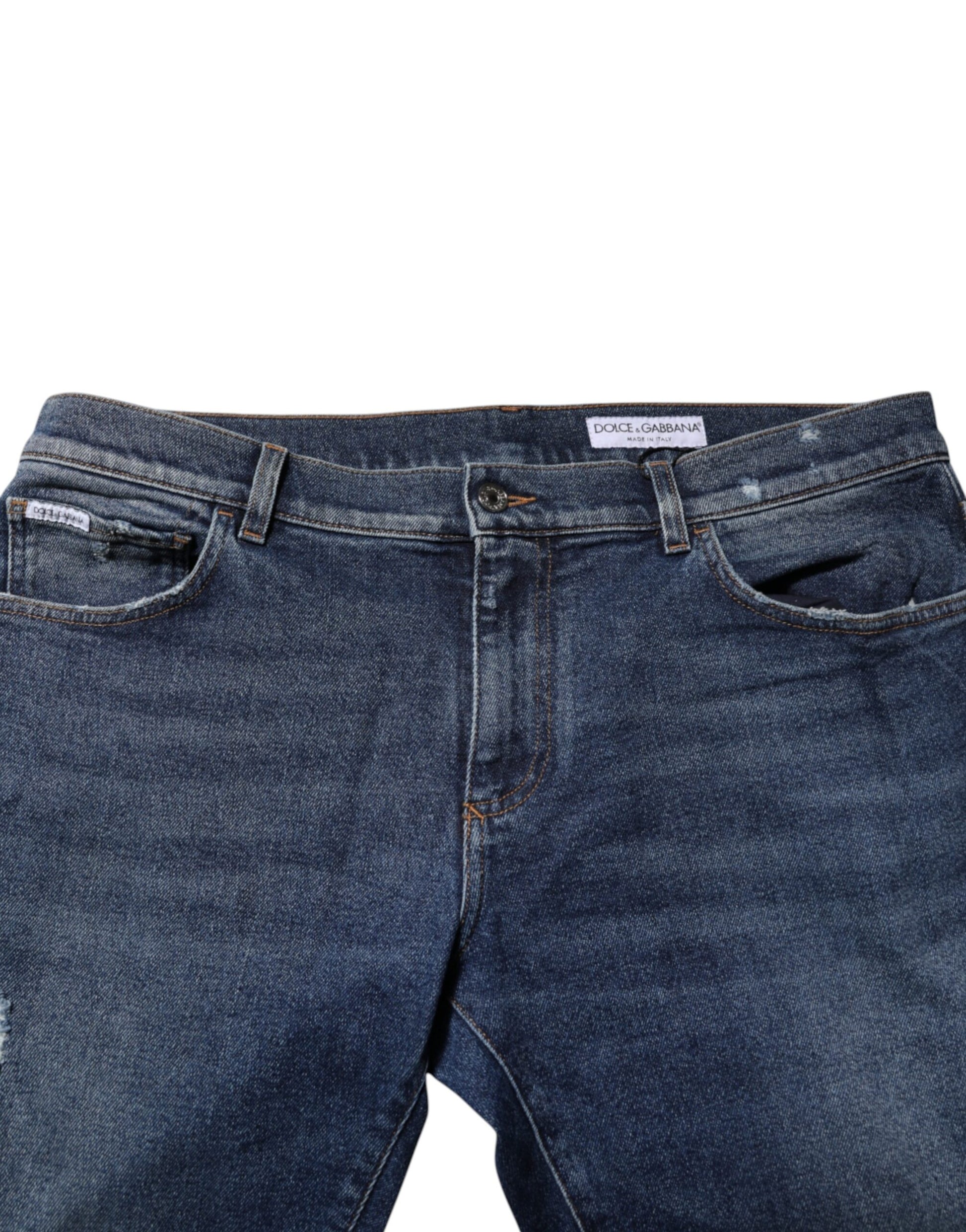 Blue denim jeans on hanger
