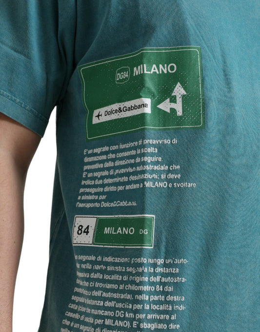 Green t-shirt with Milan street sign design
