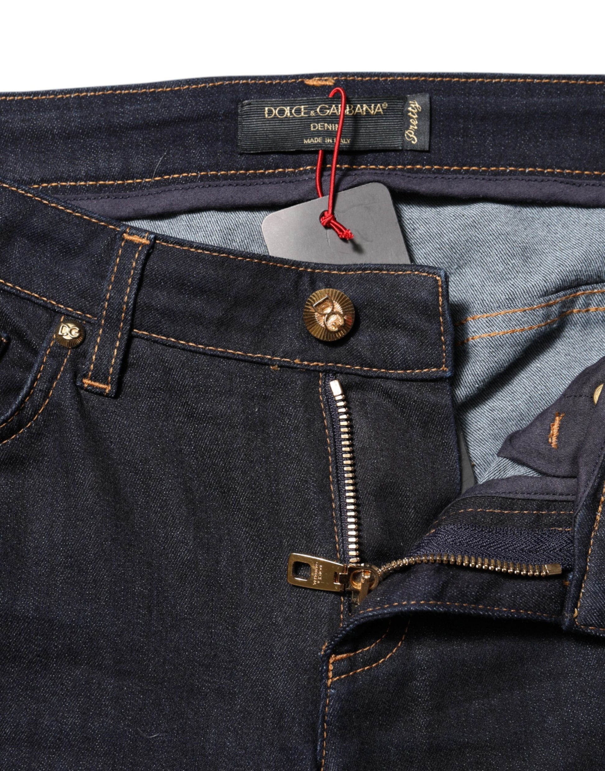 Blue denim jeans on hanger