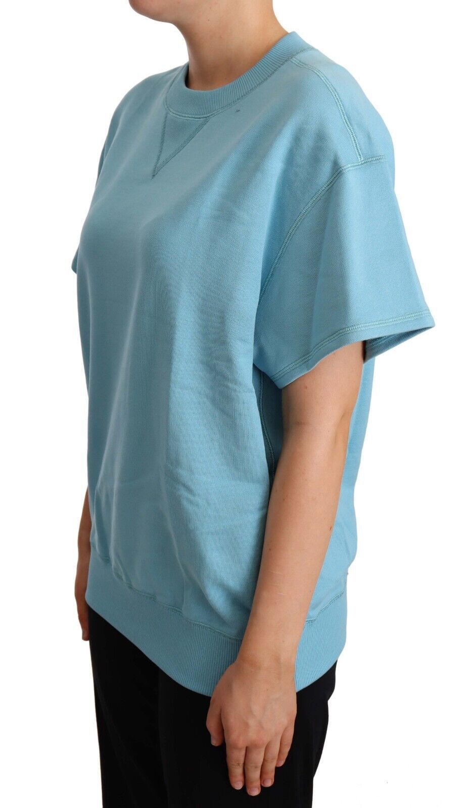 Woman wearing blue shirt