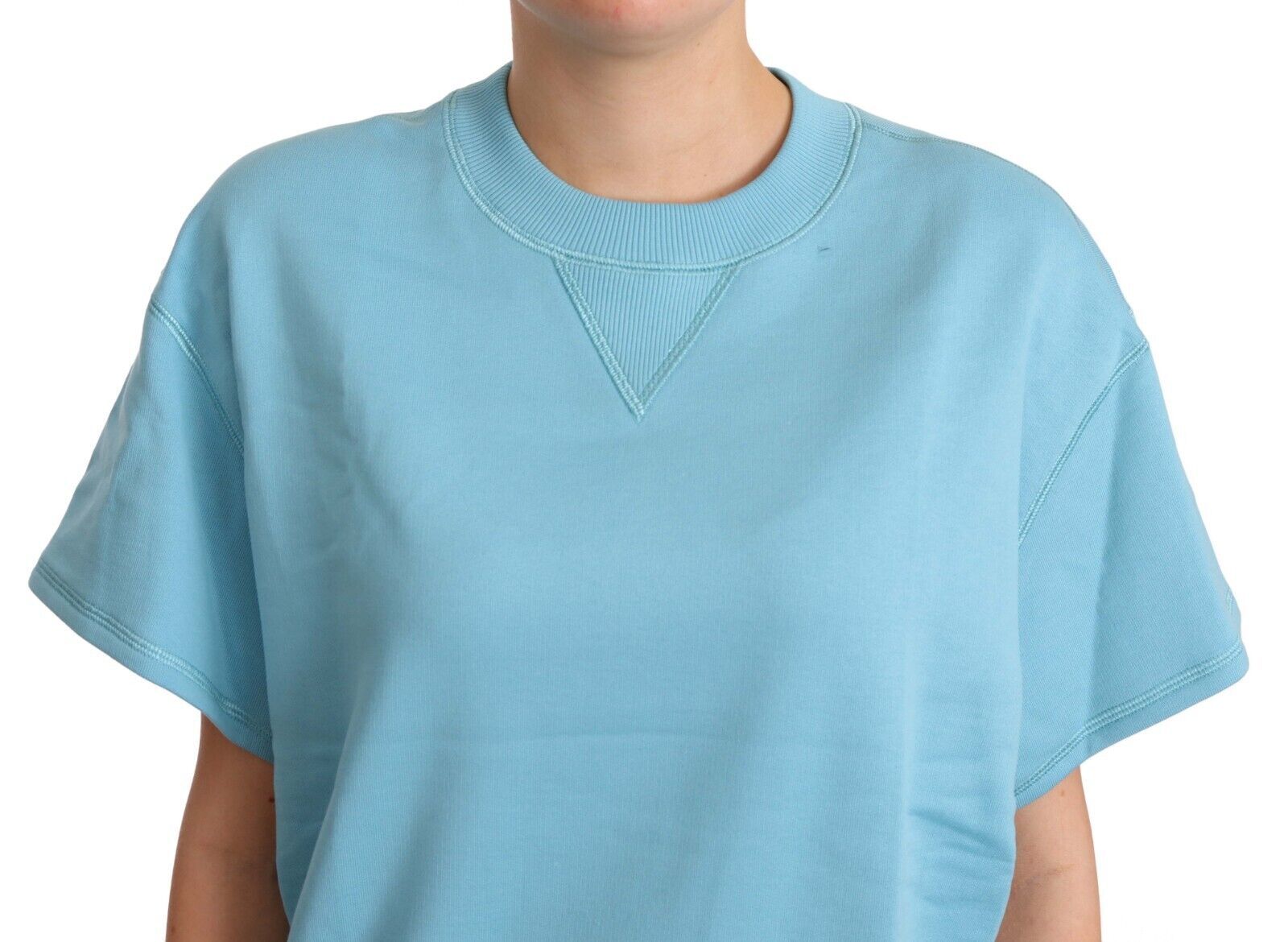 Blue short sleeve shirt on a person