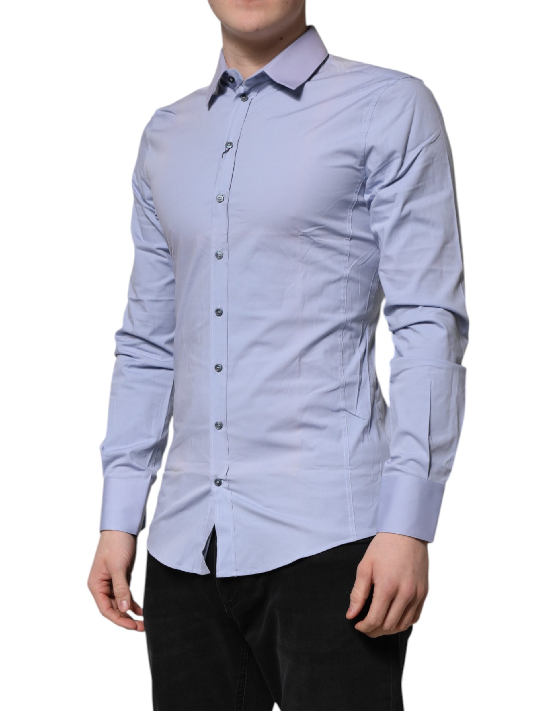 A long sleeve dress shirt in blue cotton from the brand Dolce & Gabbana