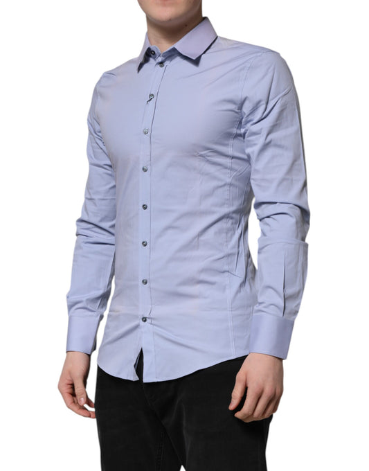 A long sleeve dress shirt in blue cotton from the brand Dolce & Gabbana