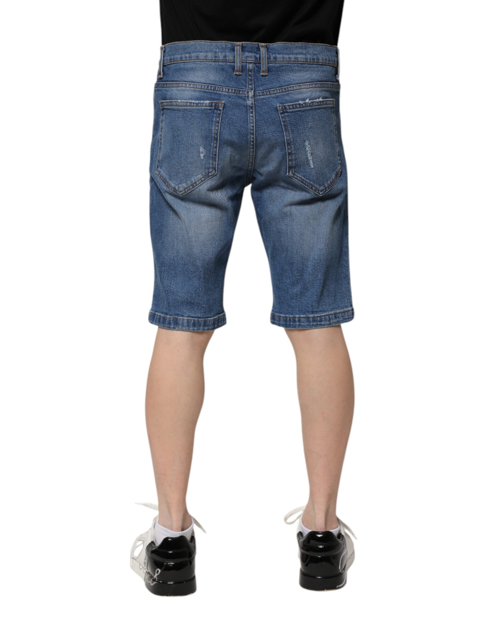 Pair of blue denim shorts