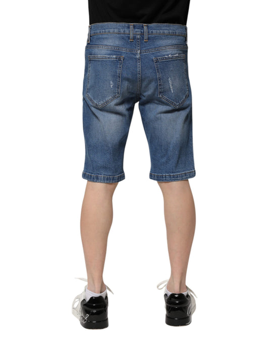 Pair of blue denim shorts