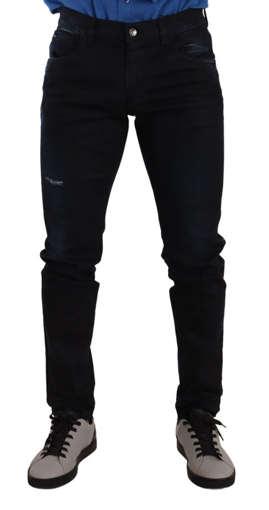 Pair of black jeans with a zipper fly