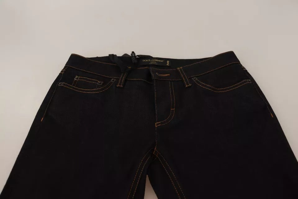 Pair of black denim shorts with stitched details