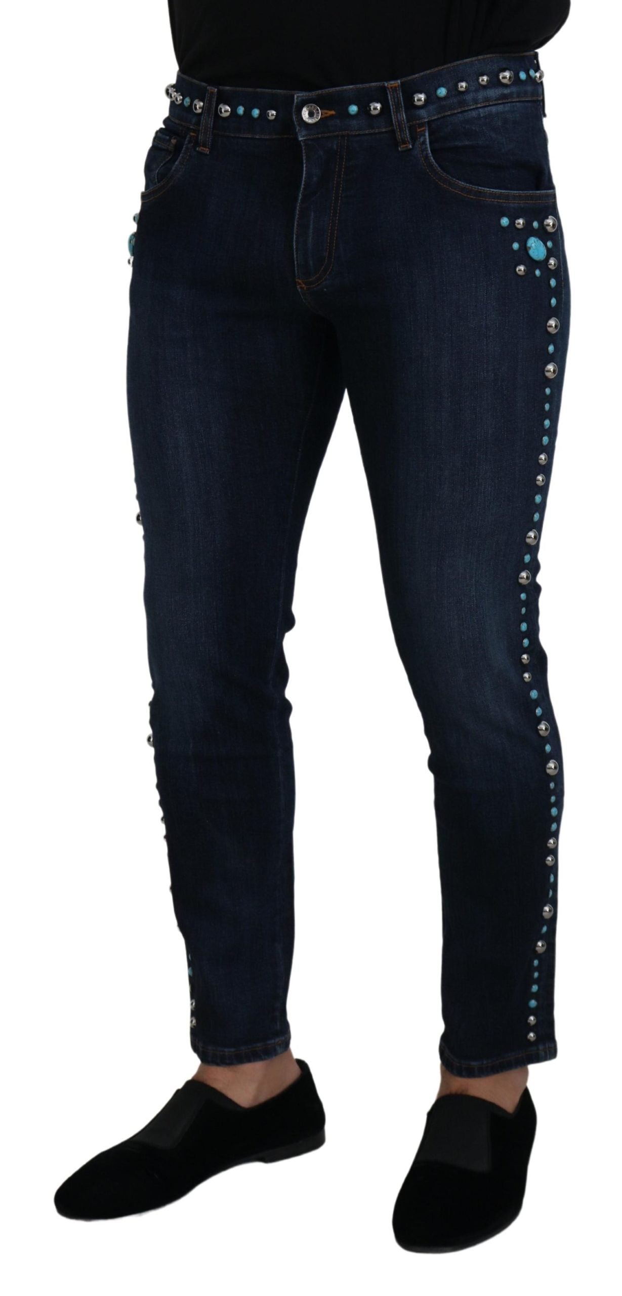 Pair of women's jeans with embroidery on legs