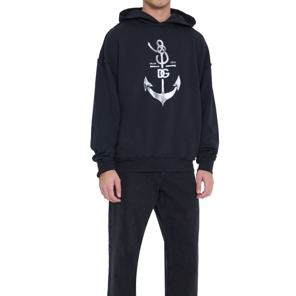 Black hoodie with anchor design on front
