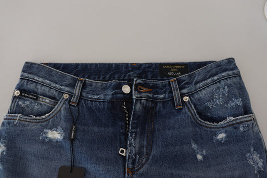 Blue denim jeans on a table