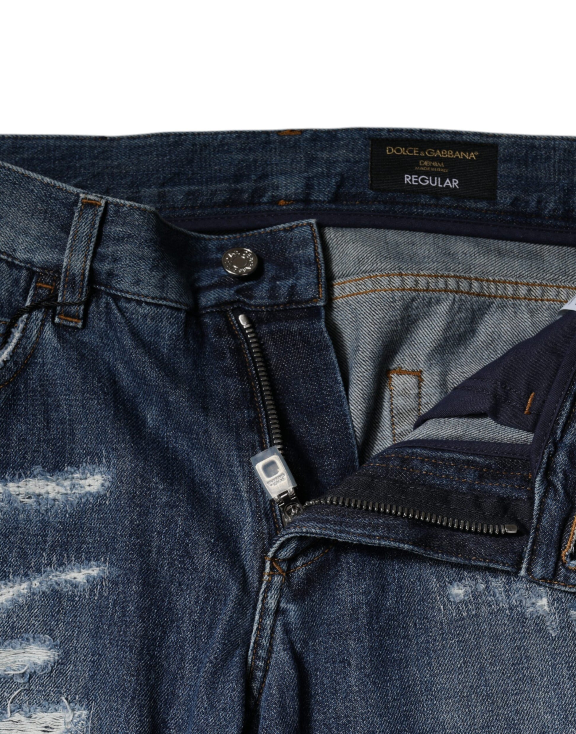 Pair of blue jeans on display