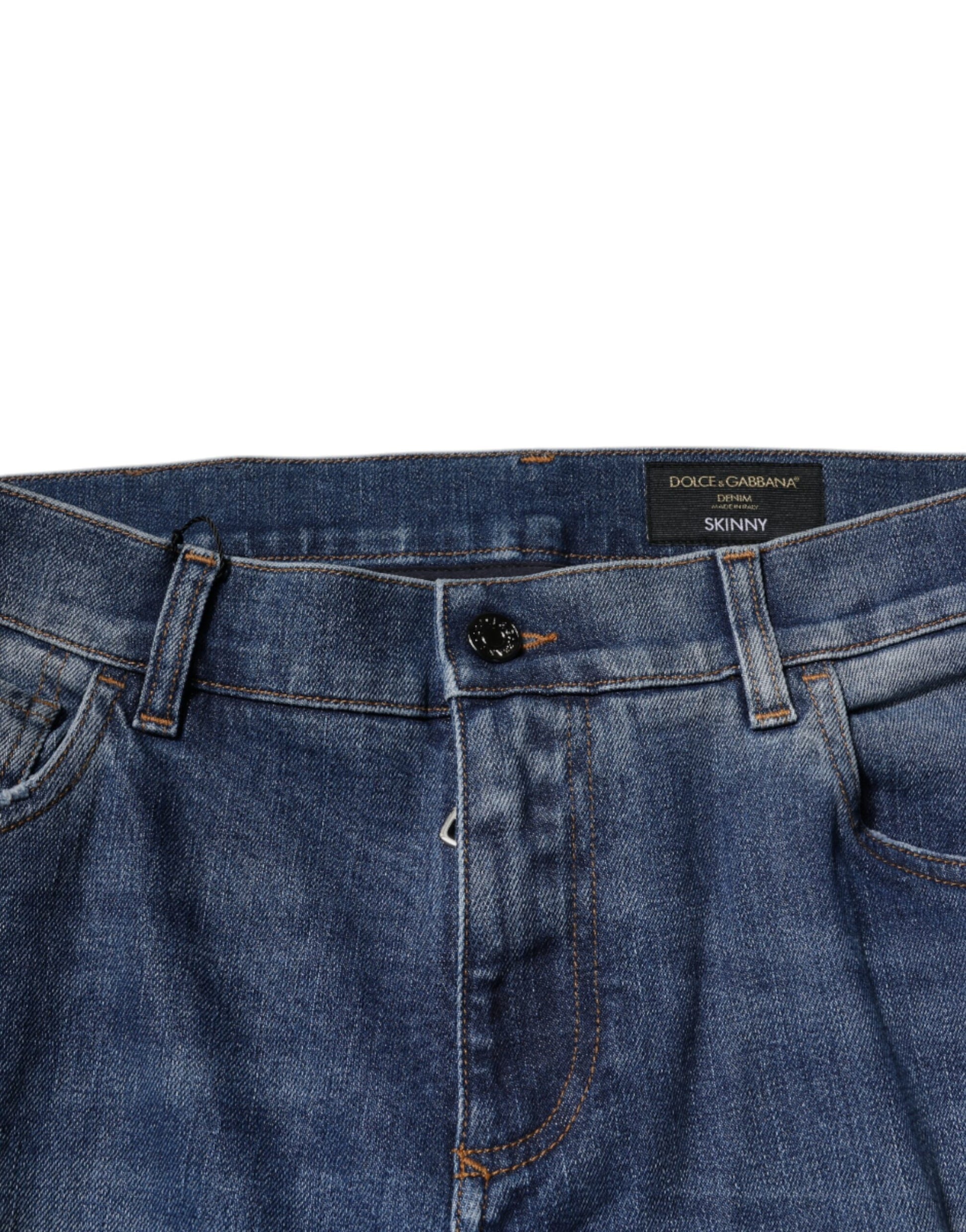 Blue denim jeans on a hanger