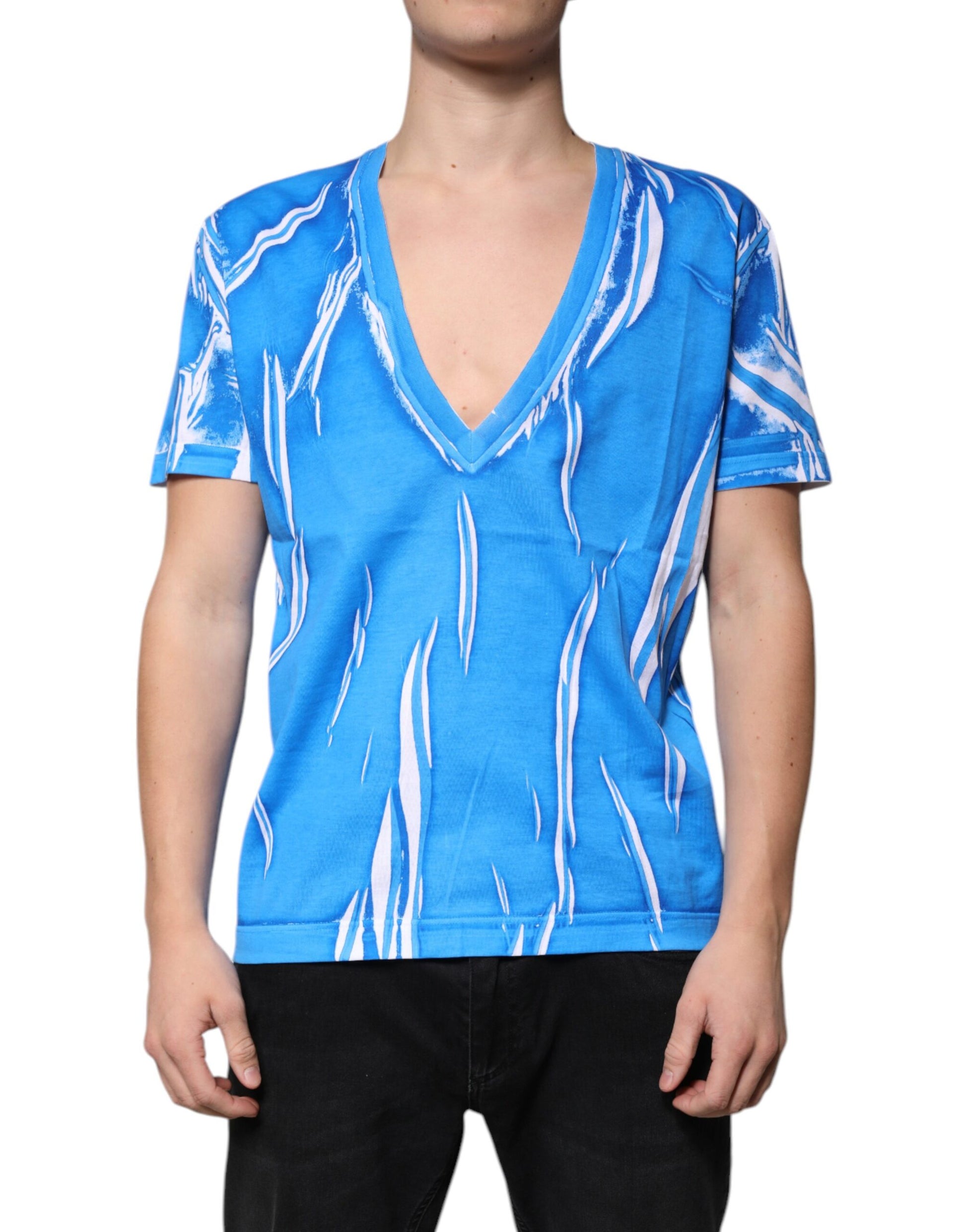 Blue tie dye v neck shirt