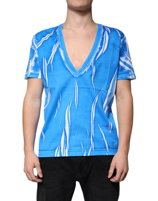 Blue tie dye v neck shirt