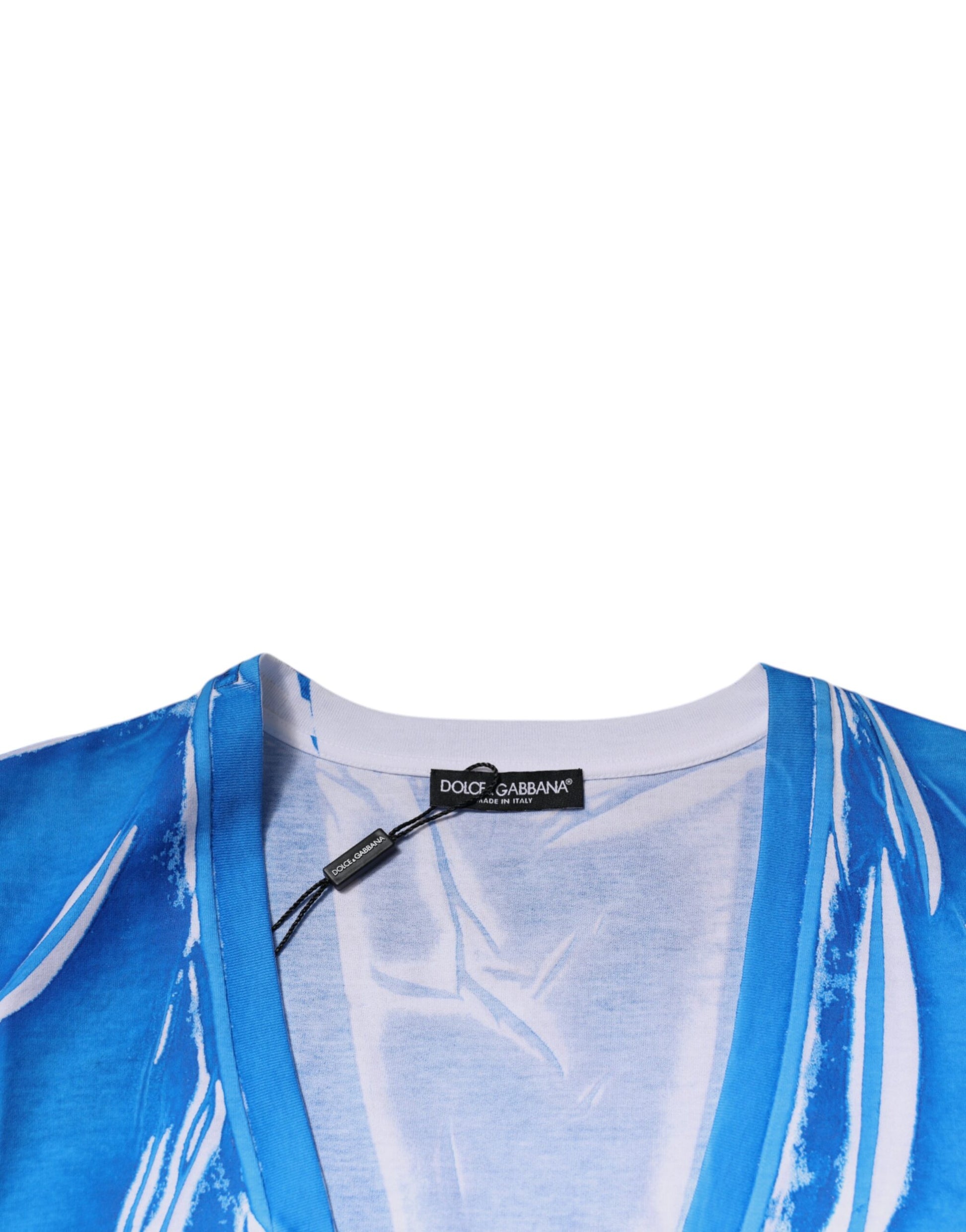 Blue and white long sleeve shirt on hanger