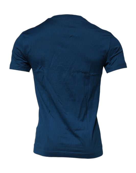 Navy blue short sleeve t-shirt on a mannequin