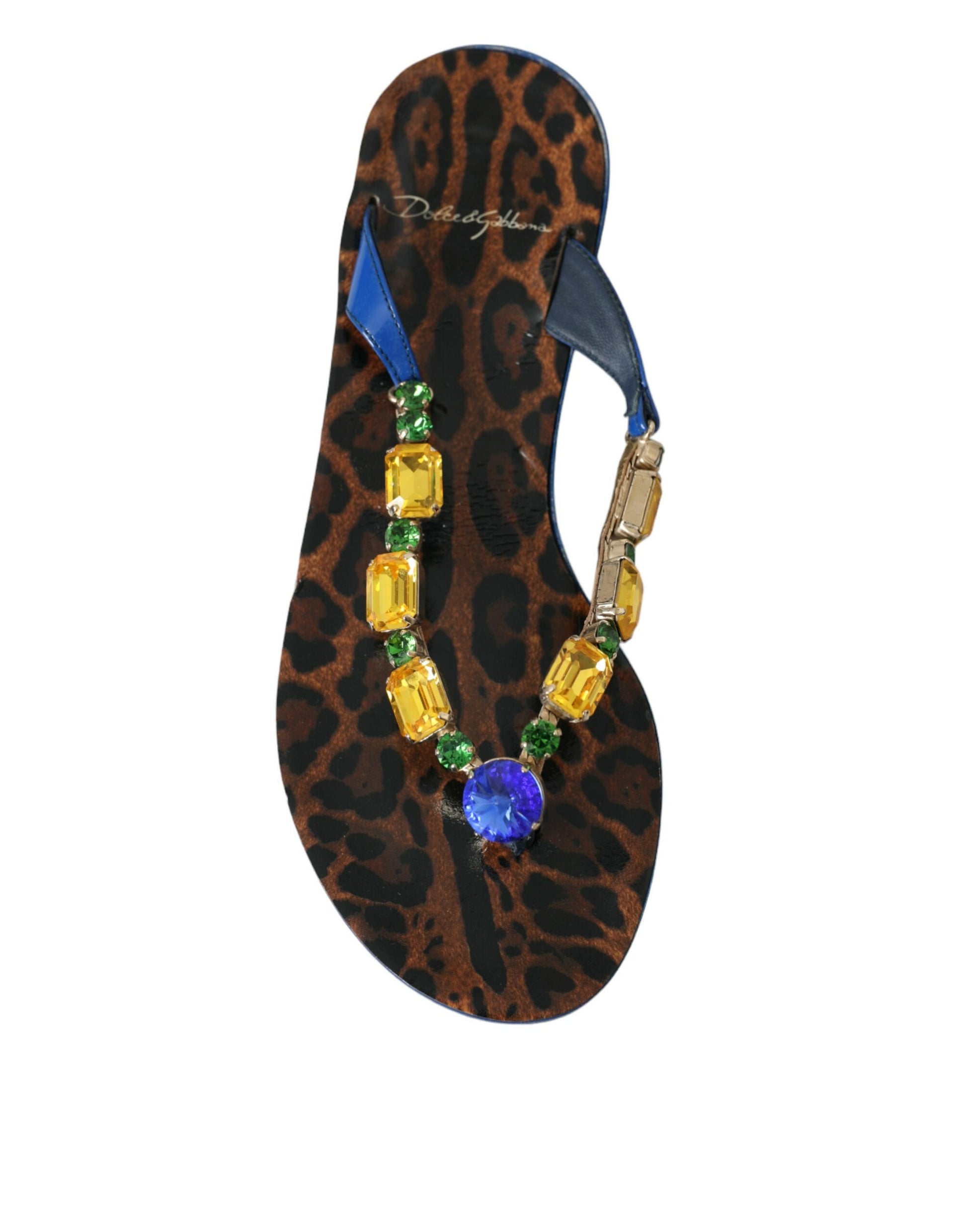 Leopard print flip flops with colorful beads