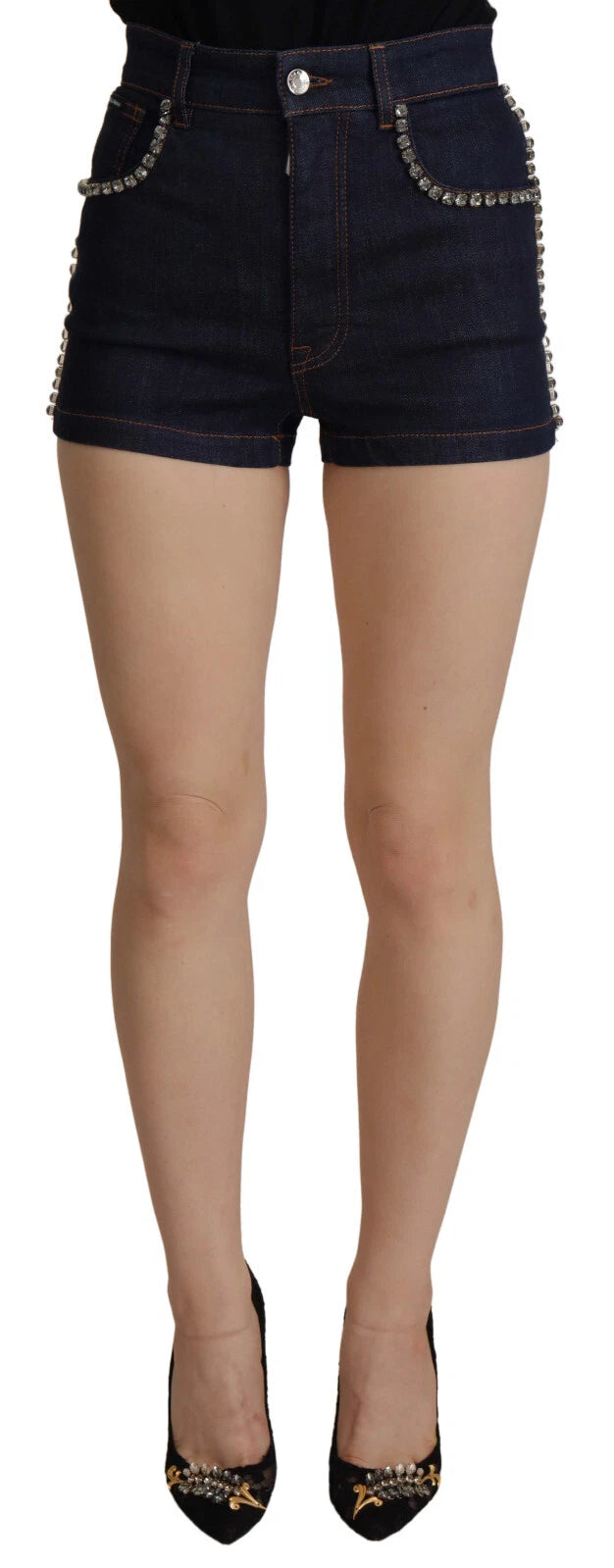 Pair of denim shorts with studded detailing