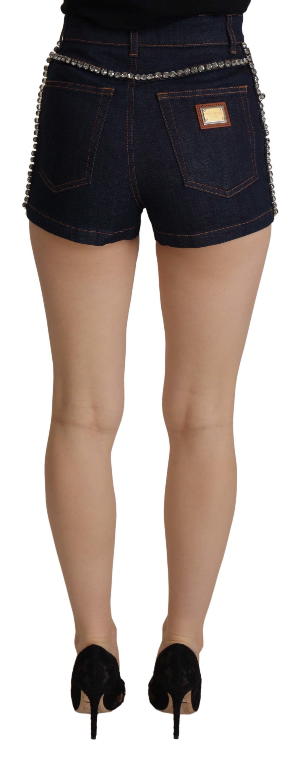 Pair of denim shorts with rhinestone belt loops