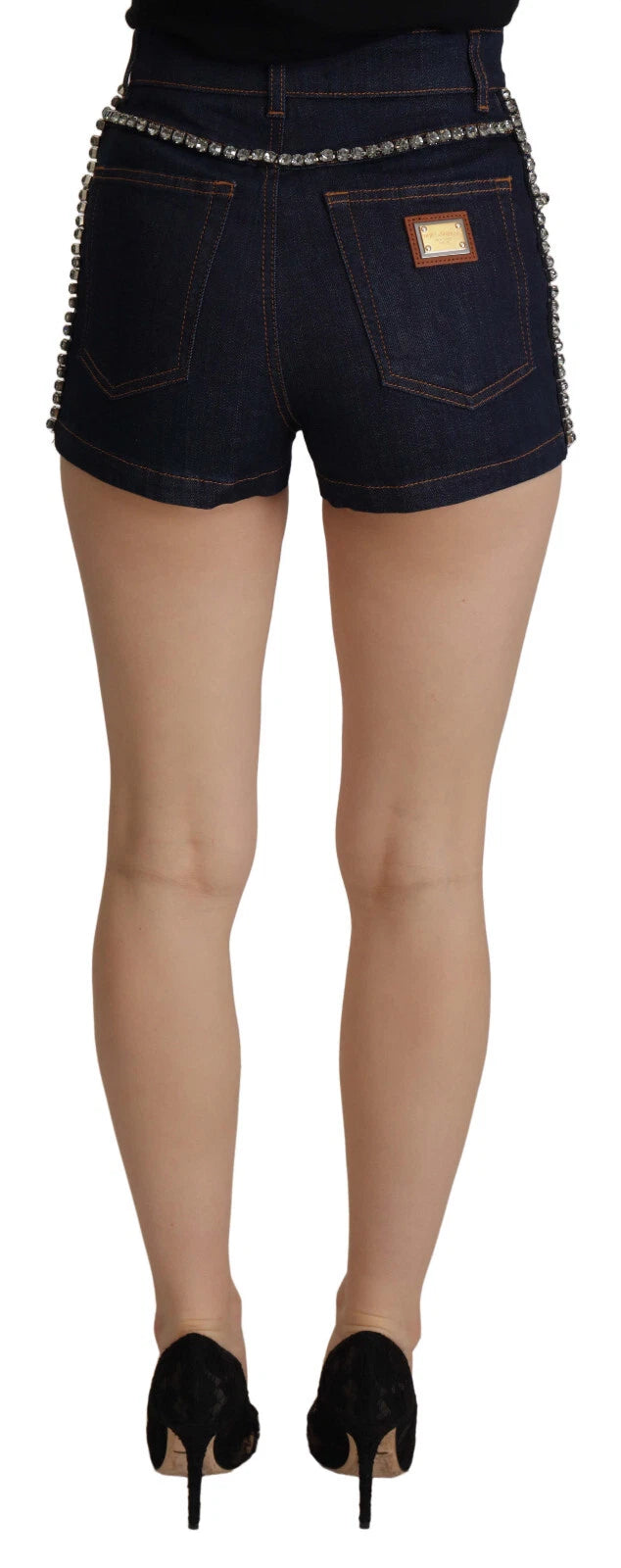 Pair of denim shorts on a mannequin
