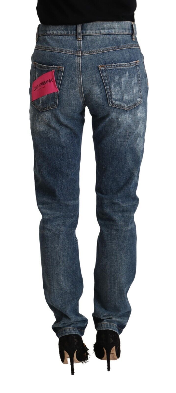 Pair of blue denim jeans on a mannequin