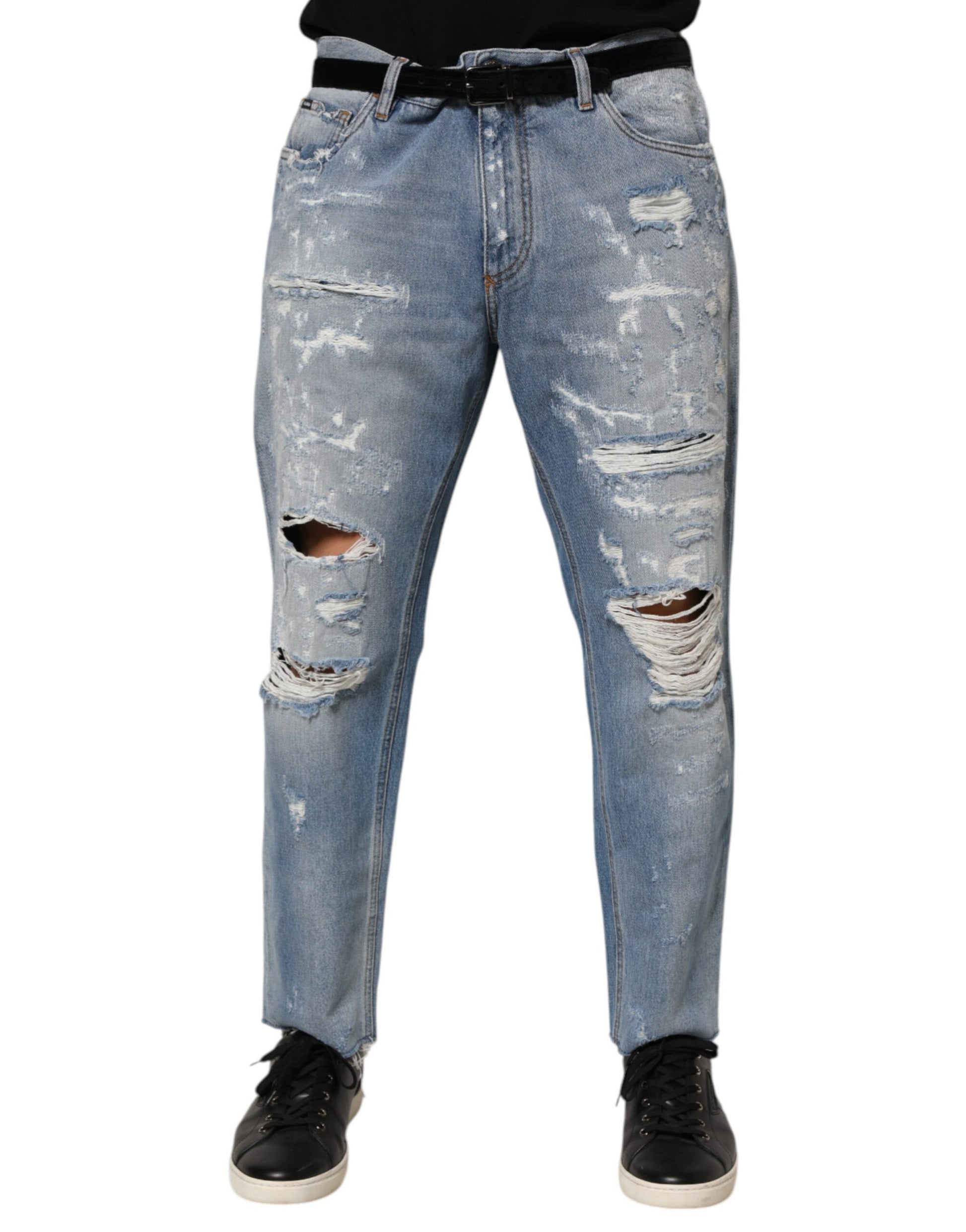 Pair of distressed jeans on a mannequin