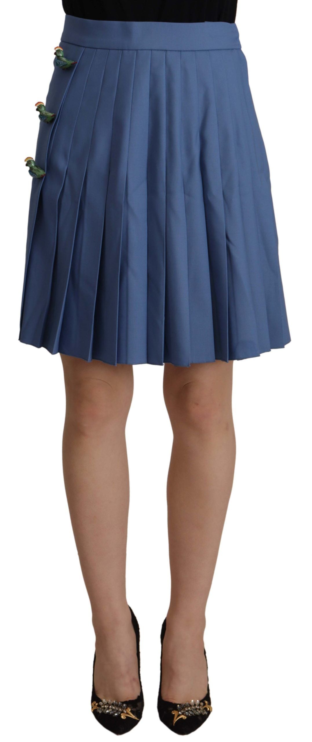 Blue pleated skirt on a mannequin