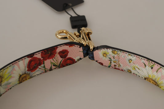 Floral patterned fabric belt with a gold buckle