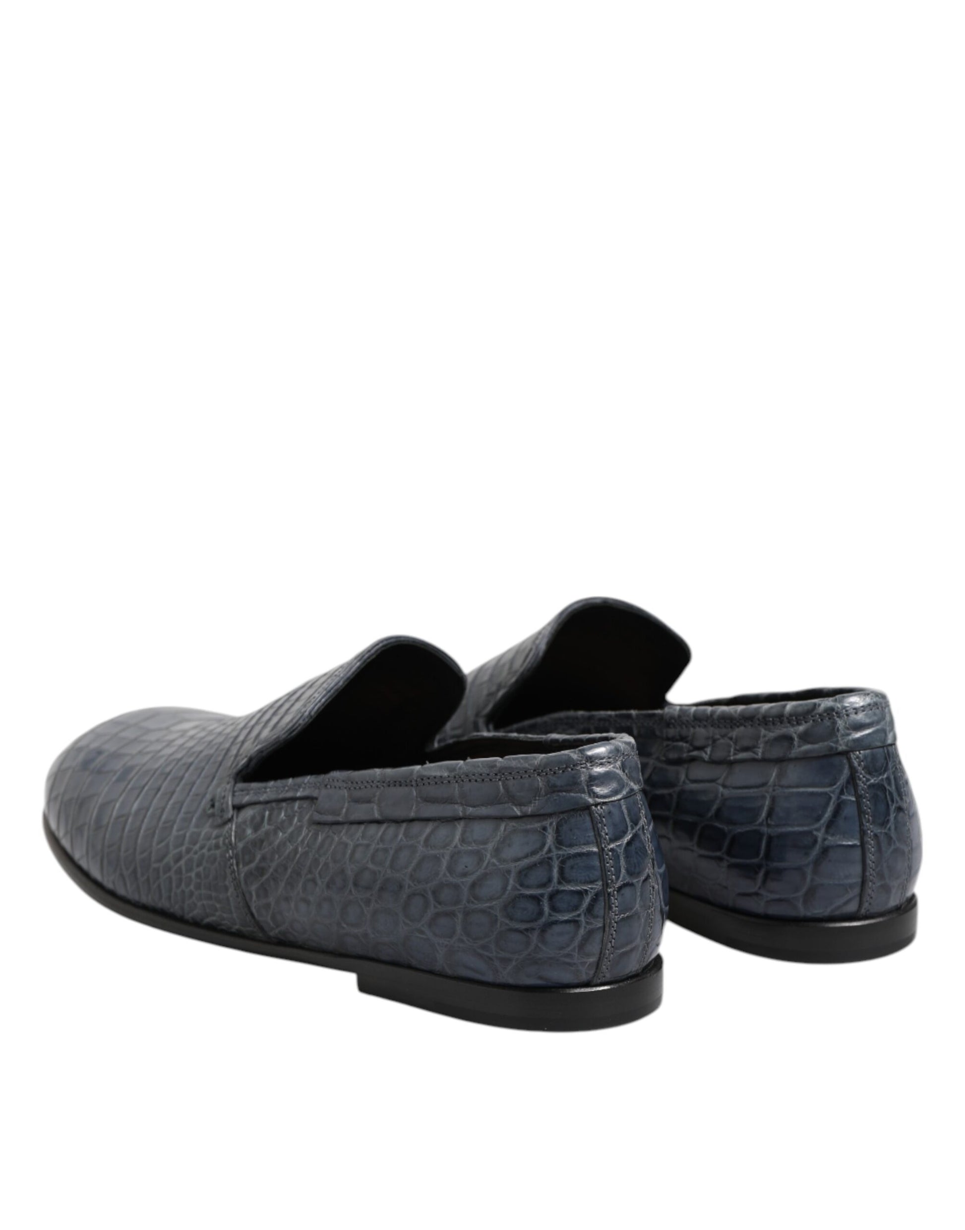 Pair of blue exotic leather slip on loafers for men