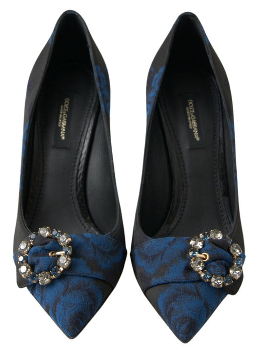 Pair of women's dress shoes with embellishments on heels