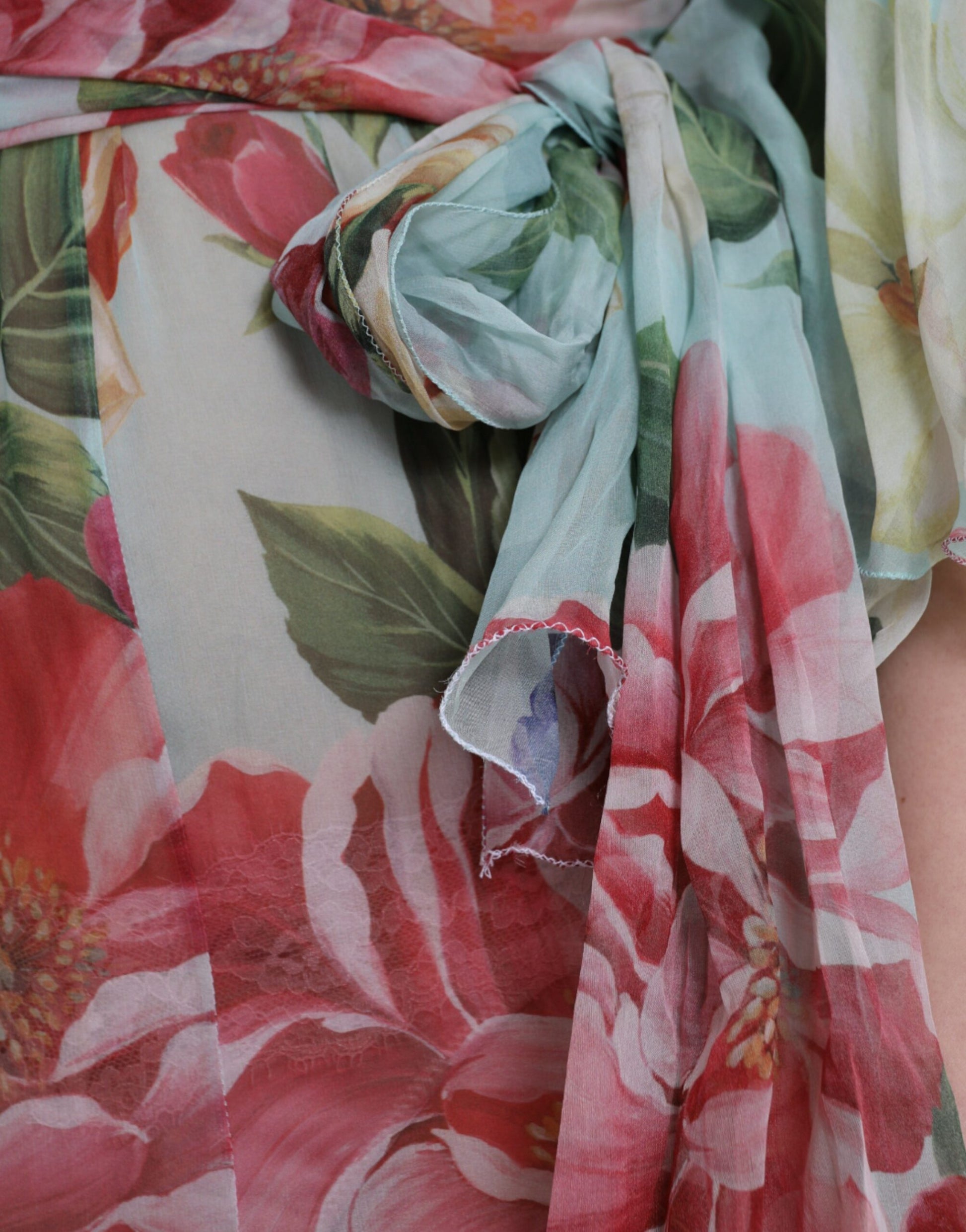 A blue floral print tiered long maxi dress from Dolce & Gabbana