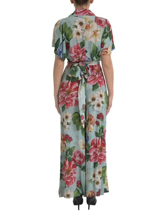 A blue floral wide leg jumpsuit dress from Dolce & Gabbana