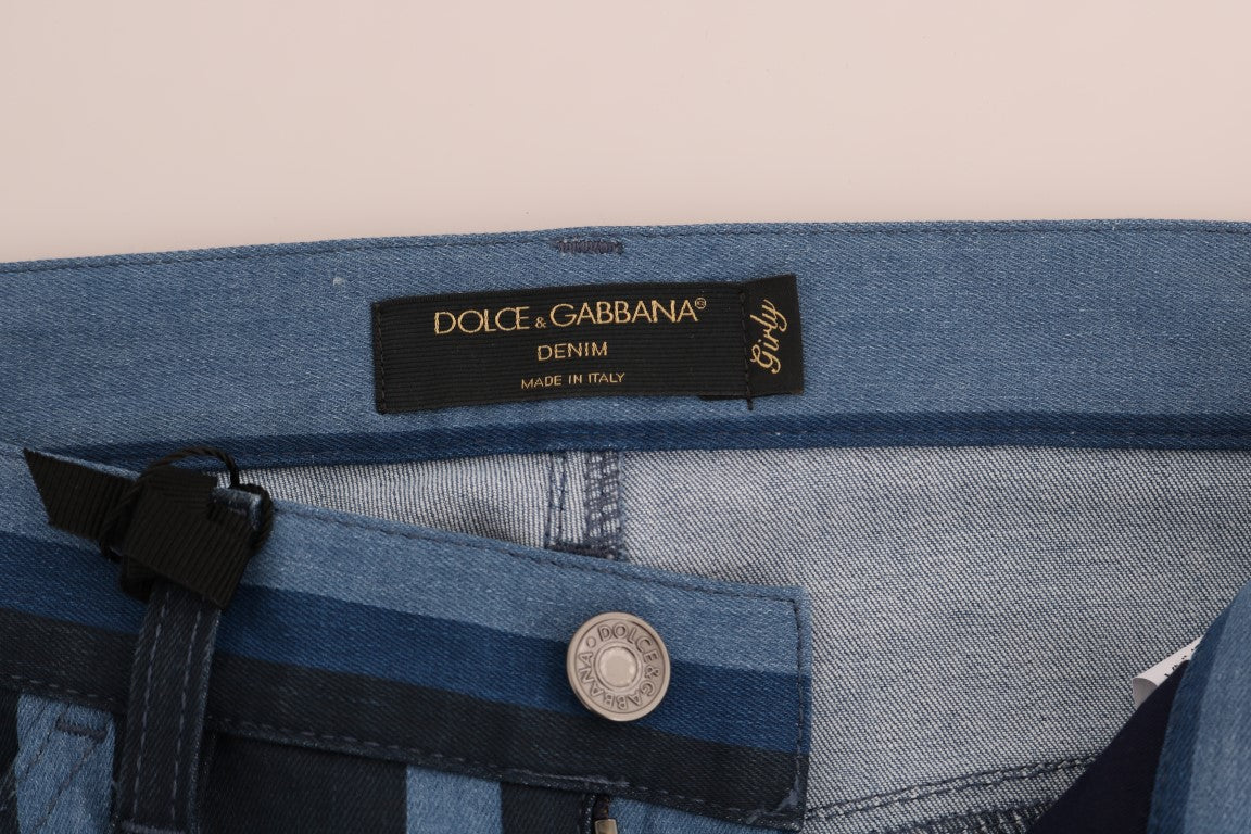 Blue denim jeans with a coin on the waistband