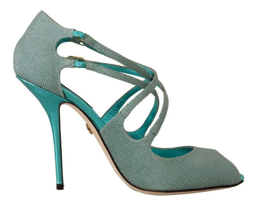 High heel shoe with glittery texture