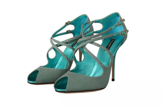 High heel shoes with straps and glittery texture