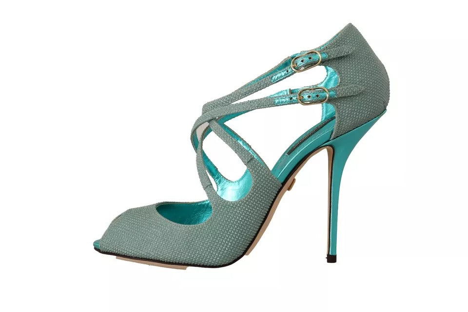 High heel shoe with teal straps