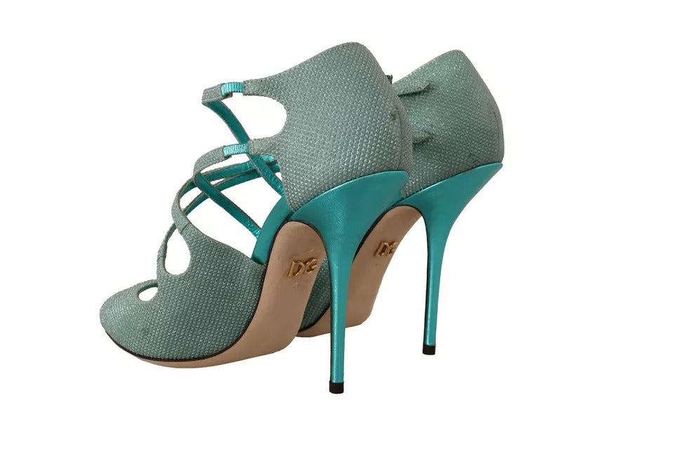 High heel shoes in teal color