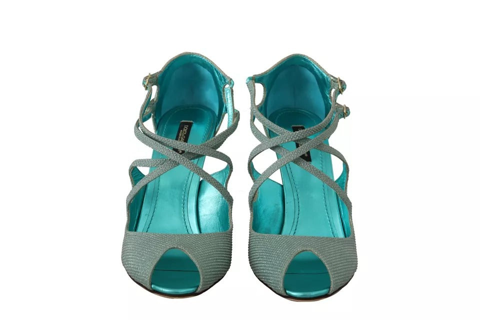 Pair of blue glittery women's sandals
