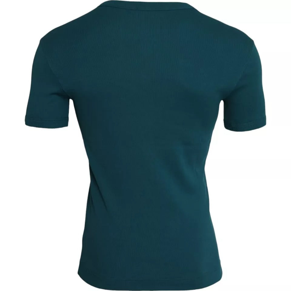 Blue crew neck t-shirt on mannequin