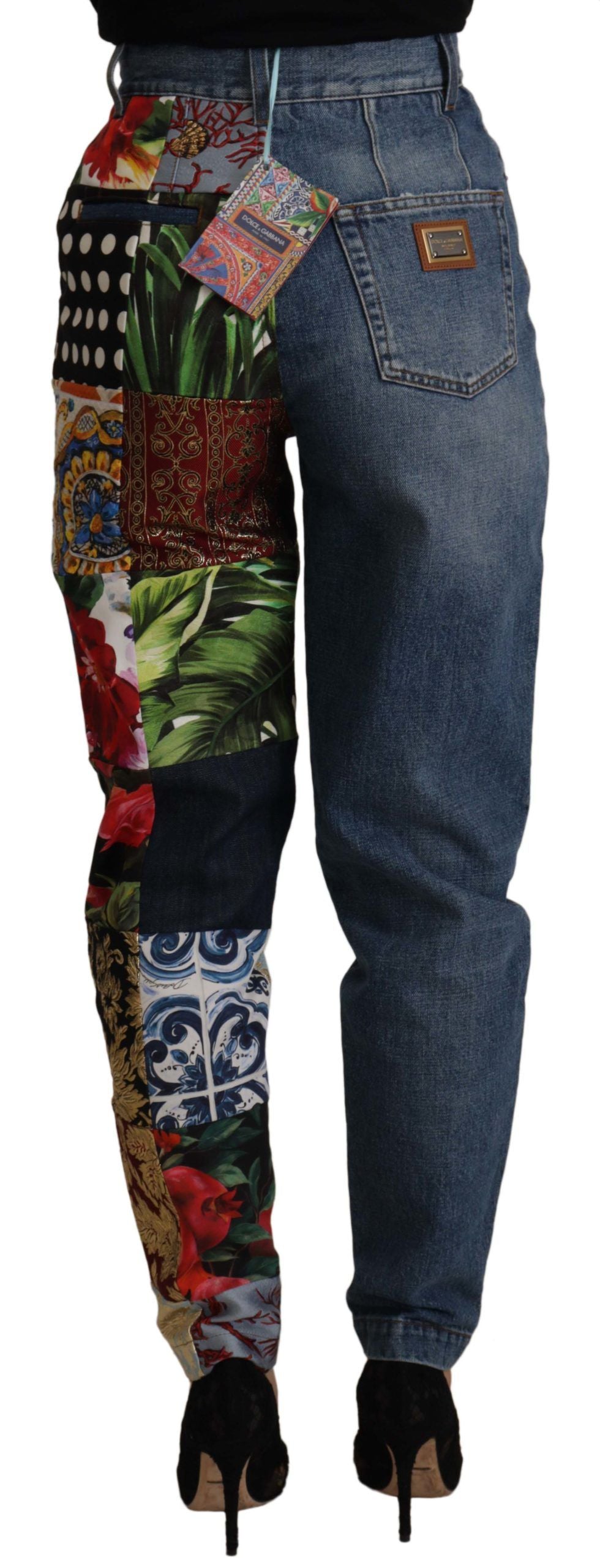Pair of jeans with floral pattern on legs