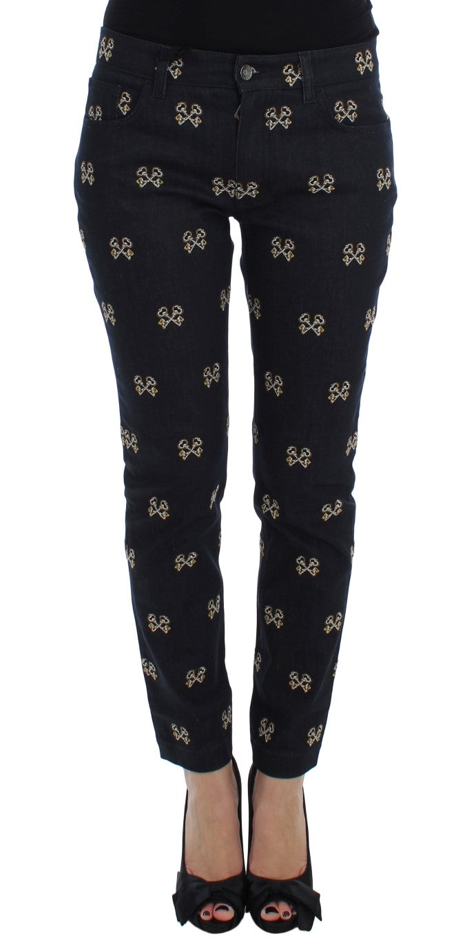 Black pants with skull pattern