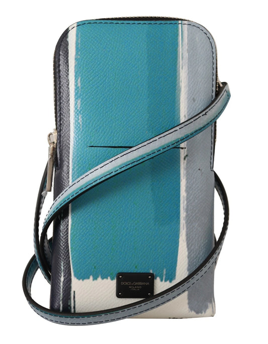 Blue and white striped handbag with strap
