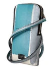 Blue and white bag with strap