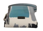Blue and white handbag with a worn look