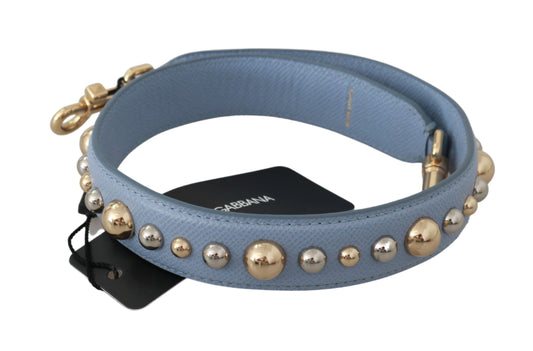 Blue leather dog collar with gold studs