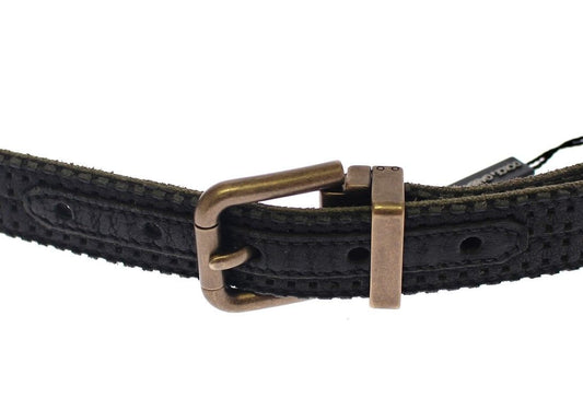 Brown leather belt with copper buckle