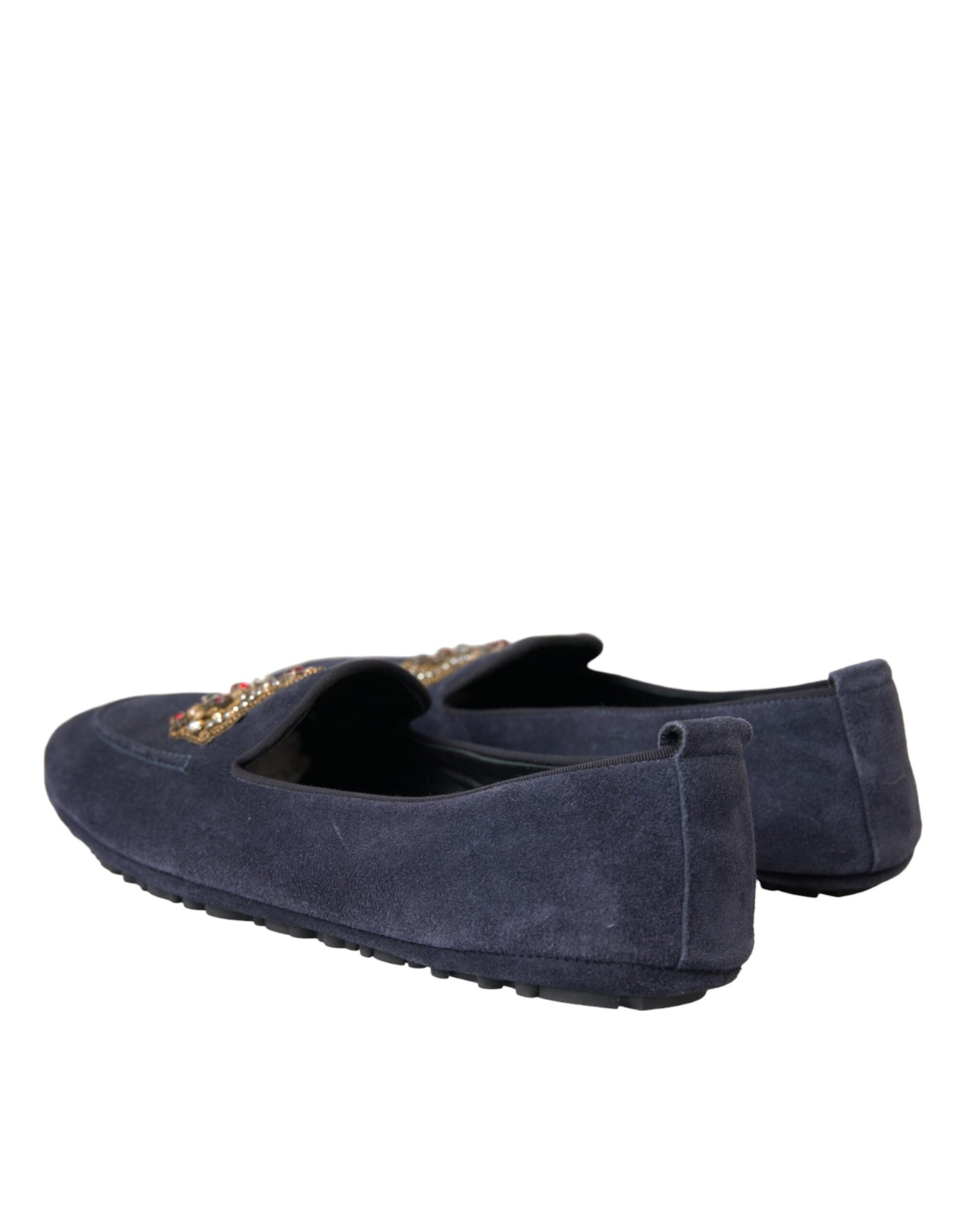 Pair of blue velvet slippers with gold embroidery
