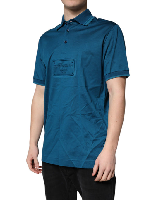 Blue polo shirt with pocket on front