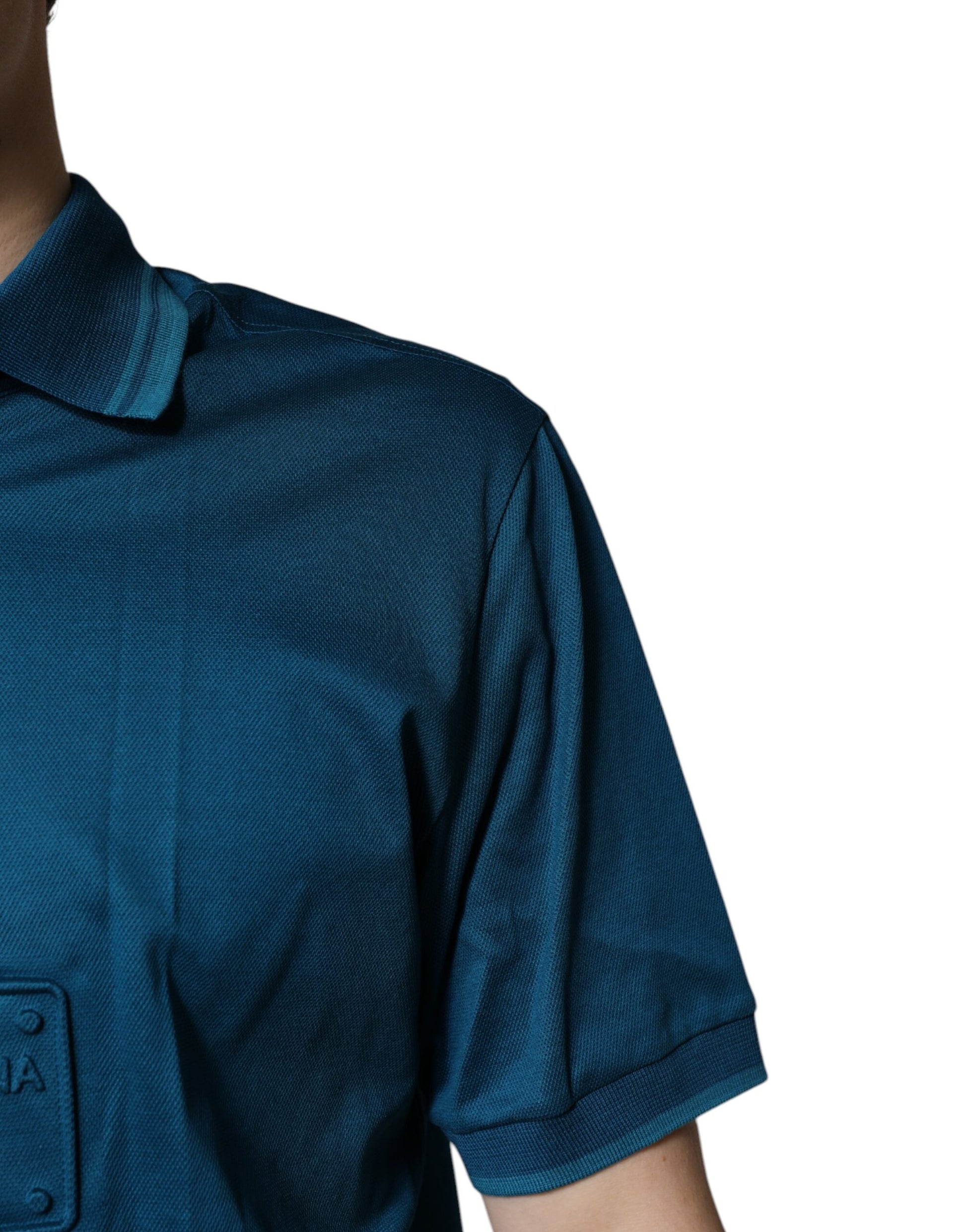 Short sleeve polo shirt in dark blue fabric