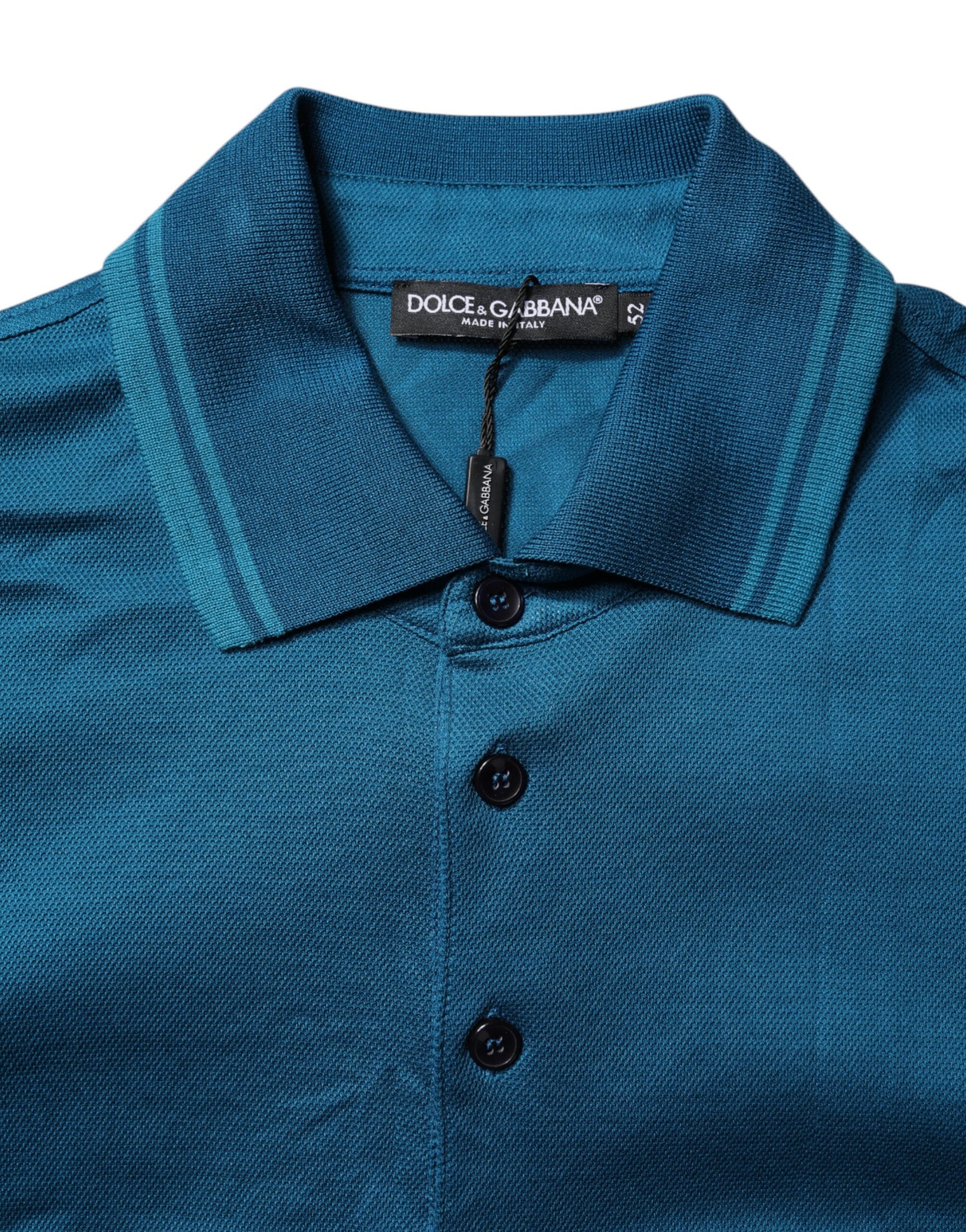 Blue polo shirt on hanger
